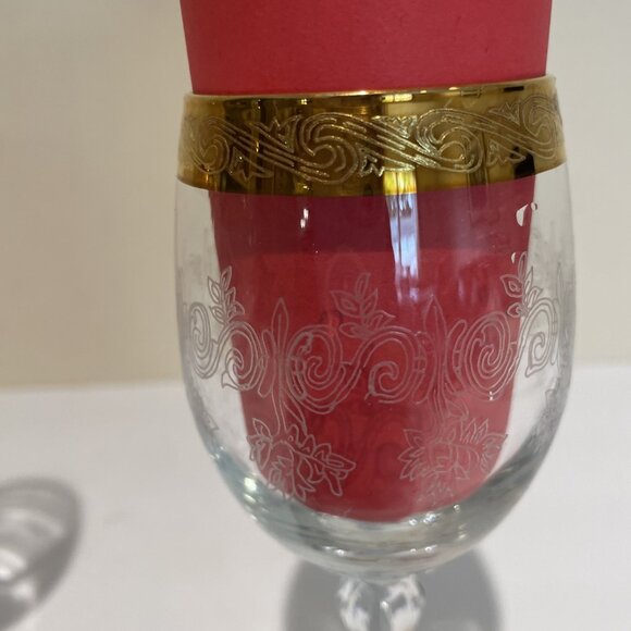 Pasabahce Circle Wine Glasses Gold Rimmed Art of Glass Turkey Set of 5 NWOB - Picture 5 of 11